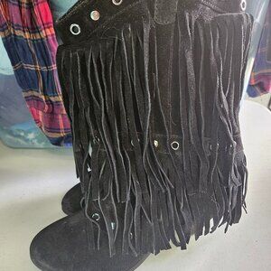 Naughty Monkey black fringe boots